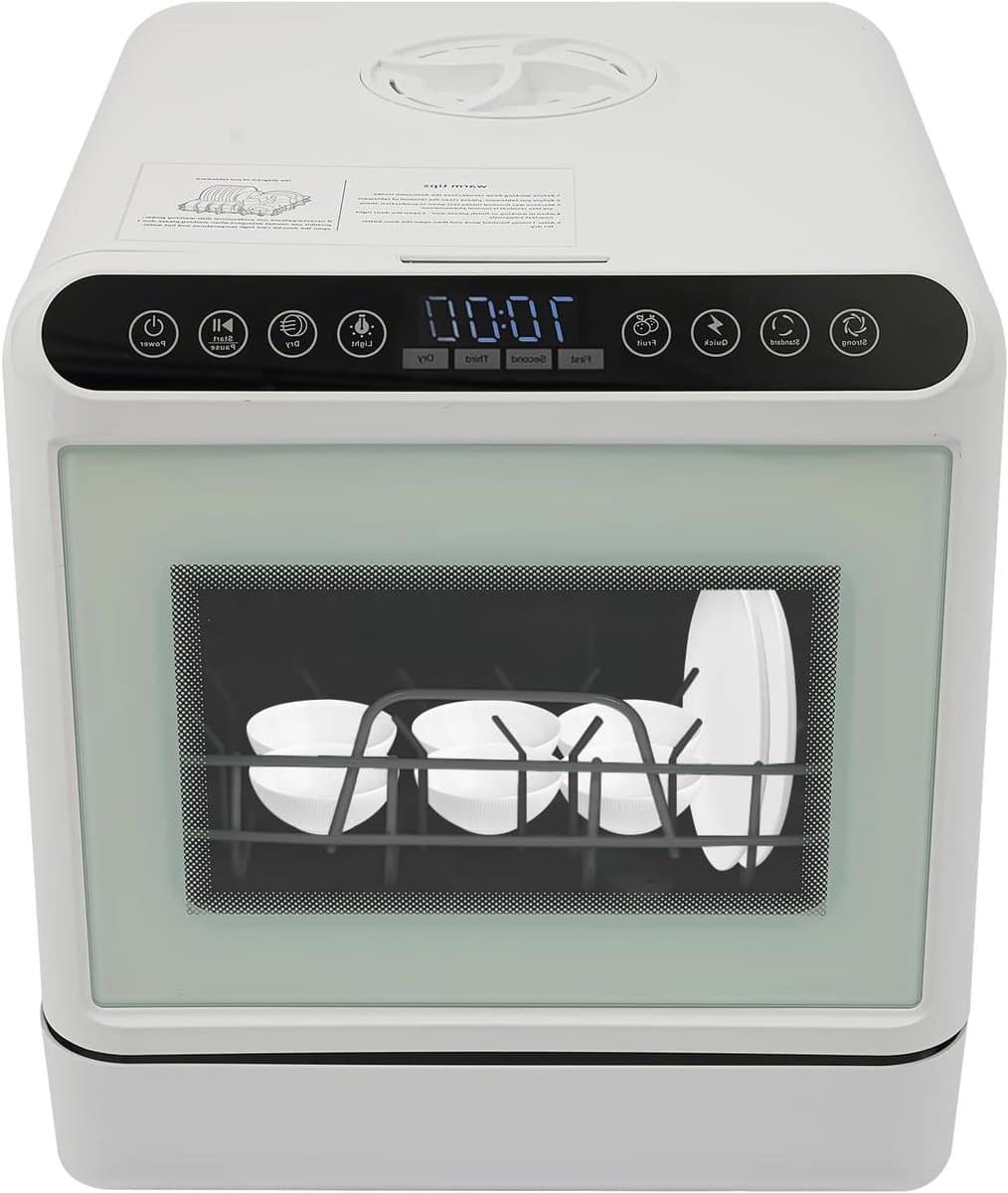 Mini Vaatwasser - Tafelvaatwasser Compact - Keuken Schoonmaken - Installatievrij Hete Lucht - 6 Liter - Wit — afbeelding 1