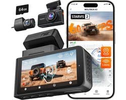 Dashcam voor auto - Zwart - 2.5K 60FPS + 1080P Dual Camera - Met ADAS, Wifi en GPS - Voor Voor- en Achterkant