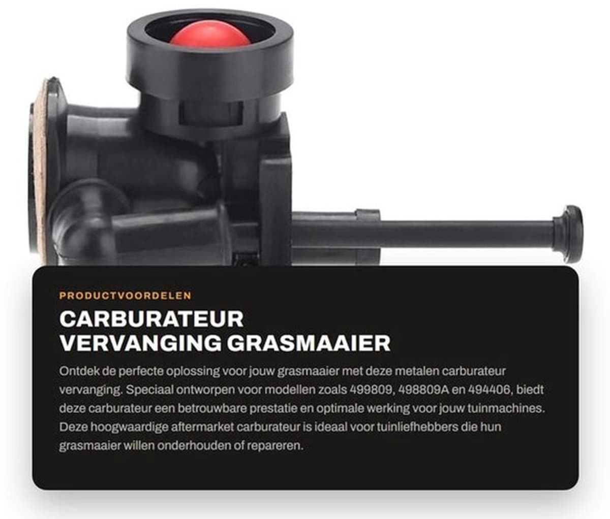 Carburateur Vervanging - Metalen Carburateur - 11x8.3x7cm - Geschikt voor 499809/498809A/494406 - Inclusief Hardware - Schokbestendig - Grasmaaieronderdeel — afbeelding 1