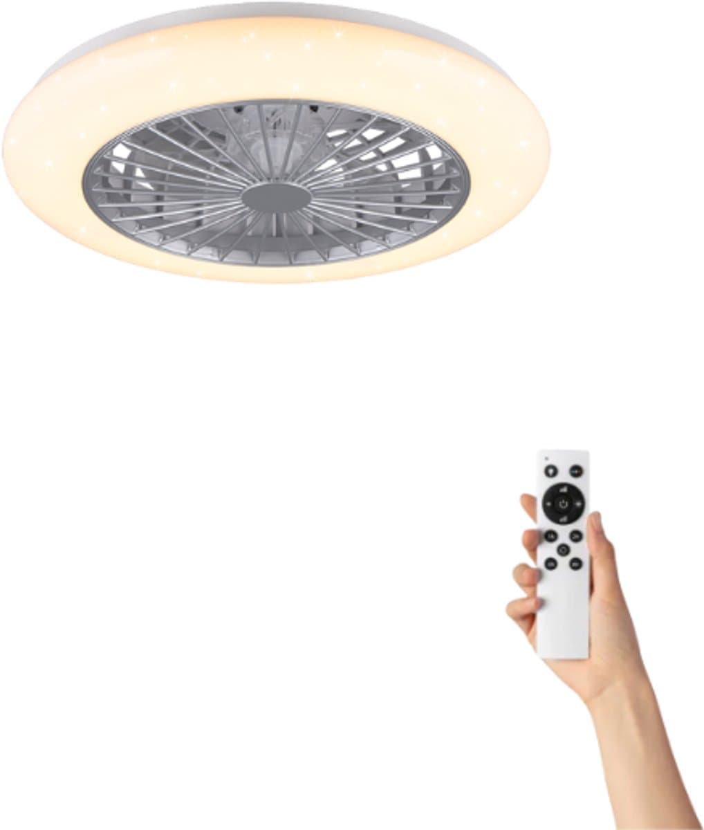 Fantiluxe - Strulsand - Plafondventilator met verlichting - Grijs - Ø49cm - Afstandsbediening - Met lamp - Plafond ventilator - Slaapkamer — afbeelding 1