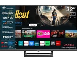 Koorui Smart TV - Tizen TV by Samsung - LED Full HD - 32 inch/81 cm - Streaming apps - AirPlay - Hotelmodus - HDMI x3, USB x2, CI+ - Tripple Tuner DVB-T/T2/S/S2/C - Frameless Design - Enkelvoudige standaard - Geassembleerd in Nederland- K32Q1H-T8M