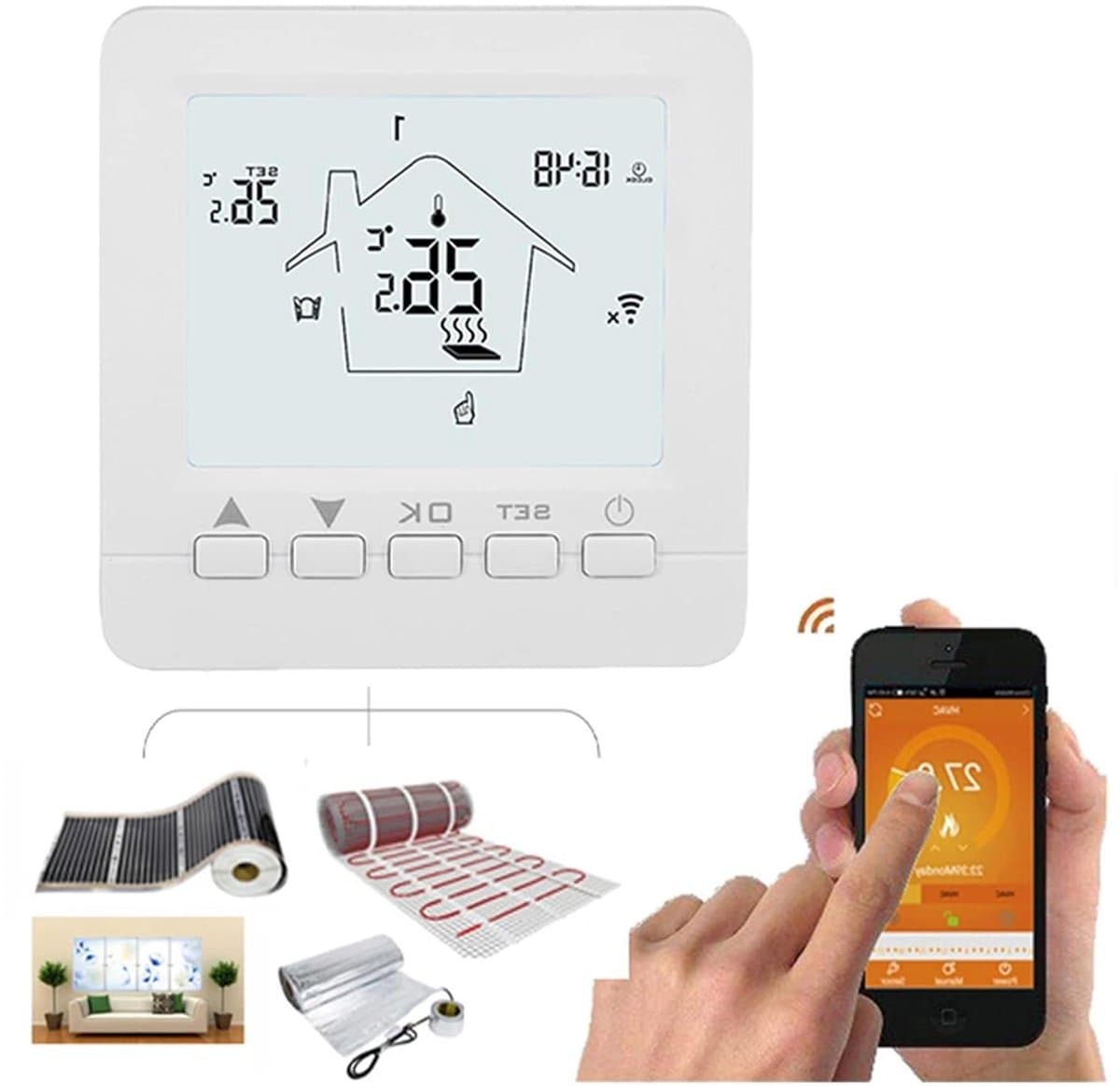 Digitale Thermostaathygrometer - Slimme Kamertemperatuurregelaar - Verwarming Regelen - Wifi Connectiviteit - AC 100-240VAC - Wit — afbeelding 1