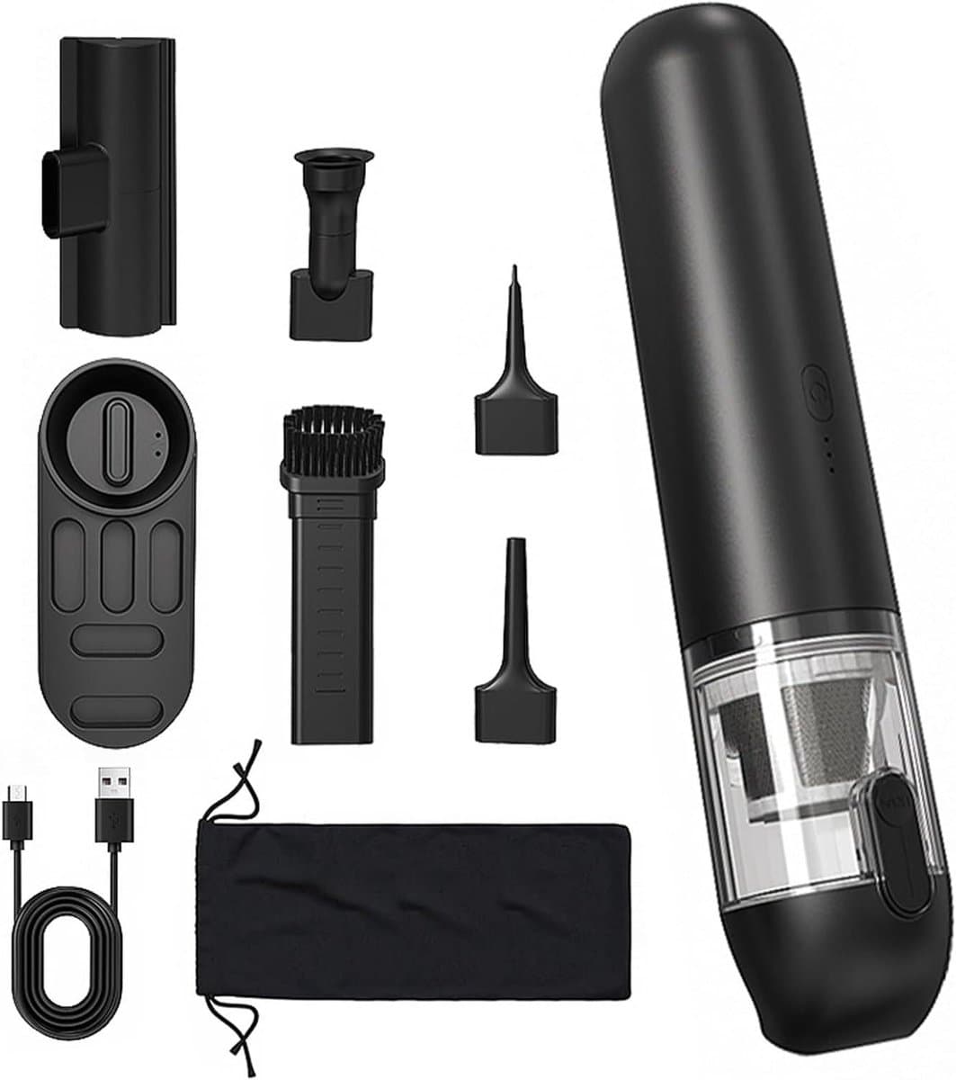 Draagbare Stofzuiger - Mini Cleaner - Auto en Thuis - Blaast en Zuigt - 2 Snelheden - Zwart — afbeelding 1