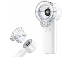 LISM-2-in-1 handventilator met sproeifunctie, draagbare waternevelventilator (oplaadbaar, met 5 snelheden en led-display), persoonlijke mini-koelventilator met afneembaar waterreservoir, zomercadeau Geschikt voor mannen en vrouwen - wit