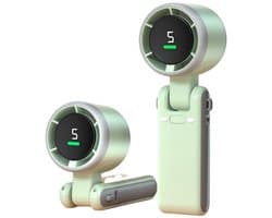 LISM-Mini draagbare ventilator, compact en stijlvol, op batterijen werkend - handventilator, Geschikt voor op kantoor, om de nek of opvouwbaar, vijf snelheden, USB-oplaadmogelijkheid Geschikt voor buiten.