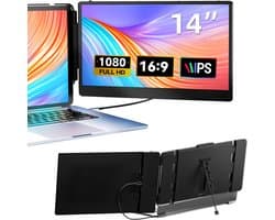 KAD® Portable Monitor - Dubbele Laptop Monitor - Draagbare Monitor - Draagbaar Scherm - Zwart - 2cm x 24cm x 24cm
