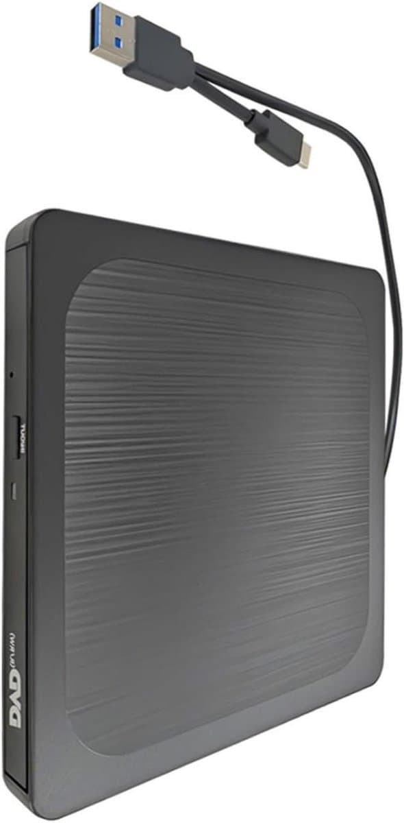 Externe CD/DVD Brander - Lezer Speler - Bestanden Archiveren - Dubbele USB-C Poort - 14.1 x 14 cm - Zilver — afbeelding 1