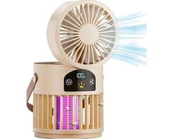 Lampventilator in de vorm van een mug, 3600 mAh, oplaadbaar, gebroken wit.