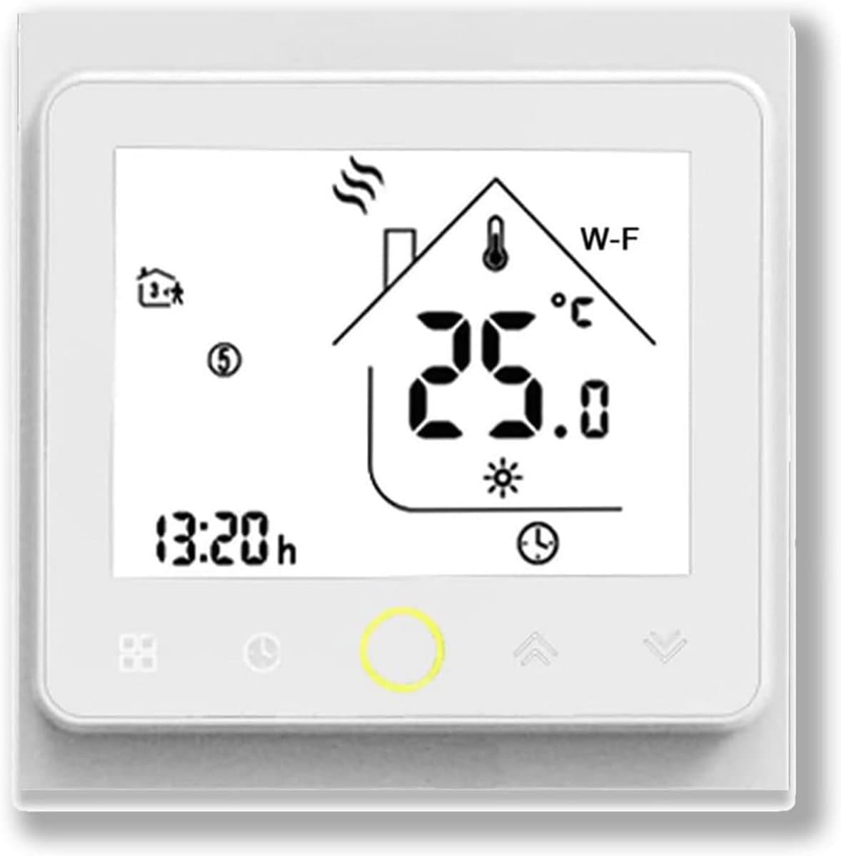 Programmeertbare Wi-Fi Thermostaat met Touchscreen voor Verwarming en Airconditioning - Afstandsbediening via Mobiele Telefoon, Compatibel met Alexa en Google Home — afbeelding 1