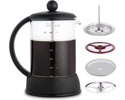 800ml Franse Pers koffiemaker - hittebestendig borosilicaatglas - zwart