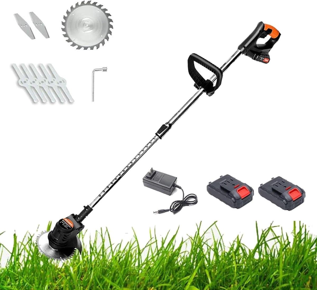 Accu Grasmaaier - Elektrische Trimmer - Tuin Onderhouden - Inclusief Batterij - 95-125 cm Verstelbaar - Zwart — afbeelding 1