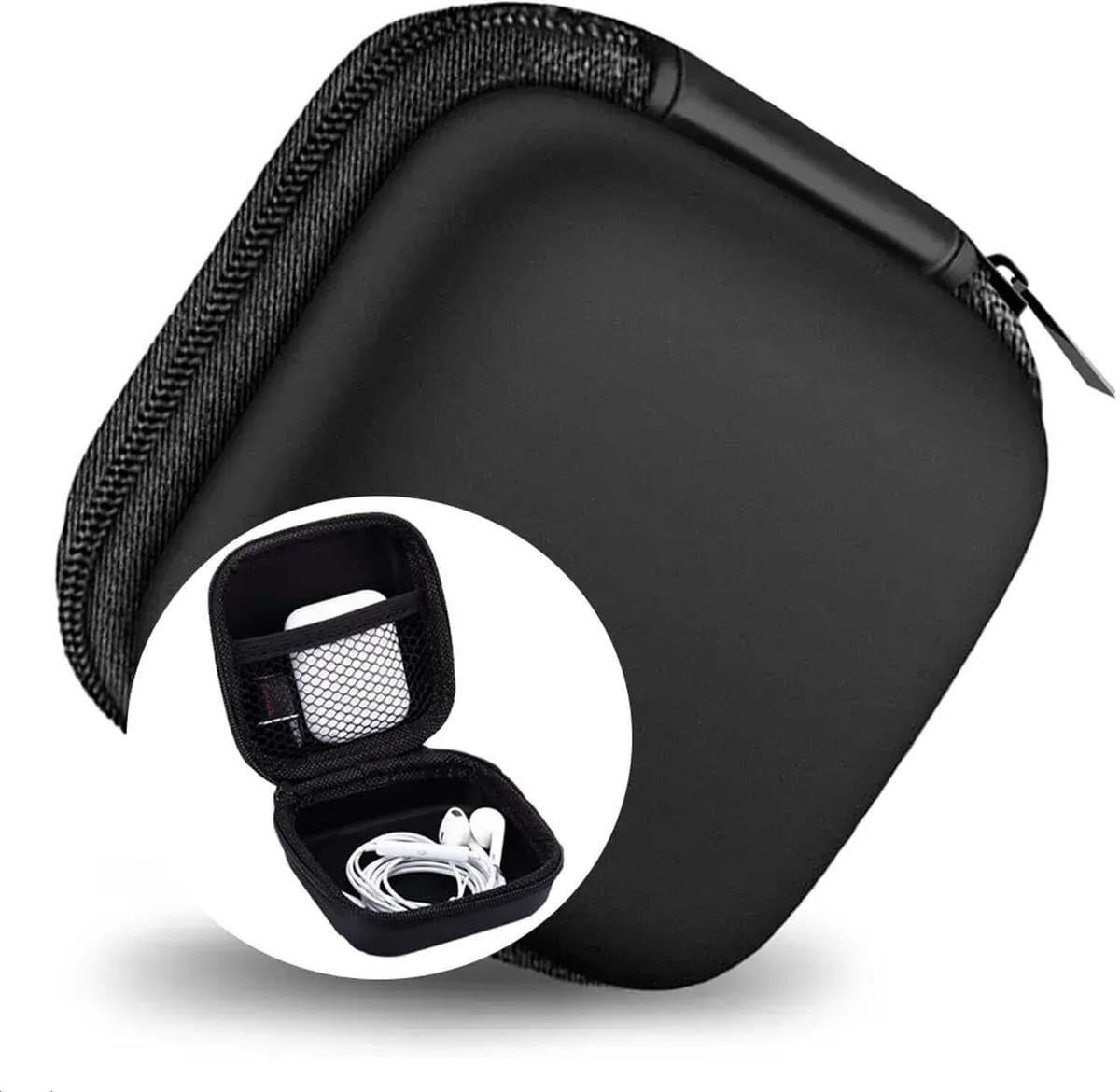 Universeel Hoesje voor Oordopjes | Tasje | Pouch | Reistas | Etui | Past in broekzak | Geschikt voor AirPods, Buds, draadloze en bedrade oortjes | Kabel Hoesje | Zwart — afbeelding 1