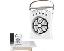 Aircooler - Ventilator - Bureauventilator – Oplaadbare tafelventilator met vernevelingsfunctie, 180 graden oscillatie en koelstanden voor warm weer, de slaapkamer of de studeerkamer - luchtkoeler(wit)