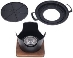 Dailygoods- Tafelgrill Draagbaar - Mini BBQ Grill Set - Houtskool Barbecue - Ronde Grill - Gegoten Aluminium - Voor 1-2 Personen