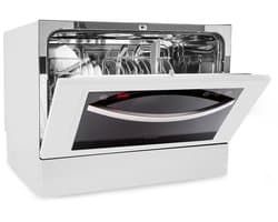 Klarstein mini-vaatwasser voor 6 couverts, stille UV-vaatwasser, compact met 7 wasprogramma's, kleine tafelvaatwasser voor thuis, kantoor, camping, mini-vaatwasser met wateraansluiting