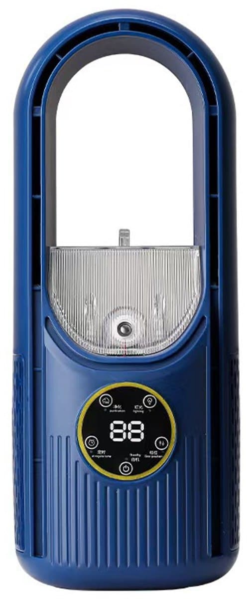 Mini airco – Blauw – airco met water – Mini airco 4 in 1 – Koelen, Blazen, Lucht Bevochtigen – Draagbare Luchtkoeler Koelventilator – 3 Wind Snelheden – USB-luchtkoeler – sfeerverlichting – Draagbare – koelventilator – Afkoeling – draagbare airco — afbeelding 1