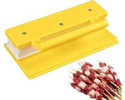 Satéprikker Machine - Kebab Maker - Vlees Vormen - Tijdbesparende Oplossing - 19.5x4.5x10.5cm - Geel