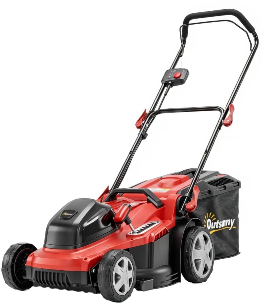 Elektrische Grasmaaier - 800 W - 40 cm maaibreedte - 45 liter Opvangbak - 7 Instelbare Maaihoogtes (25–75 mm) – Accu-indicator - Overbelastingsbeveiliging - Tuingereedschap voor Gazon - Rood + Zwart — afbeelding 1