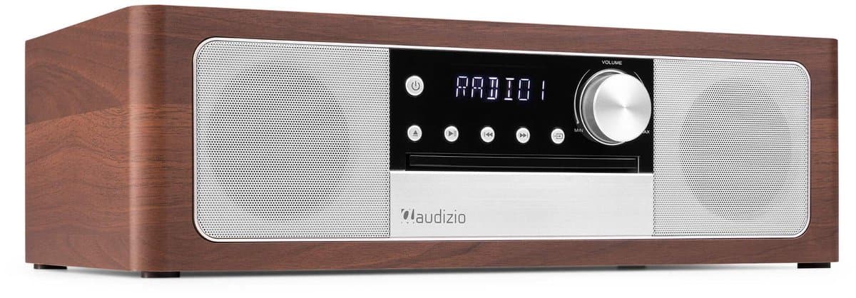 Premium DAB radio - Audizio Lunata - Bluetooth radio met CD speler - High-end speakers - Hout/zilver — afbeelding 1