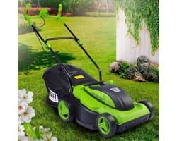 Krachtige Elektrische Grasmaaier 1800W met 38cm Maaibreedte en Grote Opvangbak