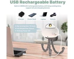 Stille USB-ventilator voor kinderwagens - Oplaadbaar, 4 Snelheden, Flexibel Statief en Handheld Gebruik