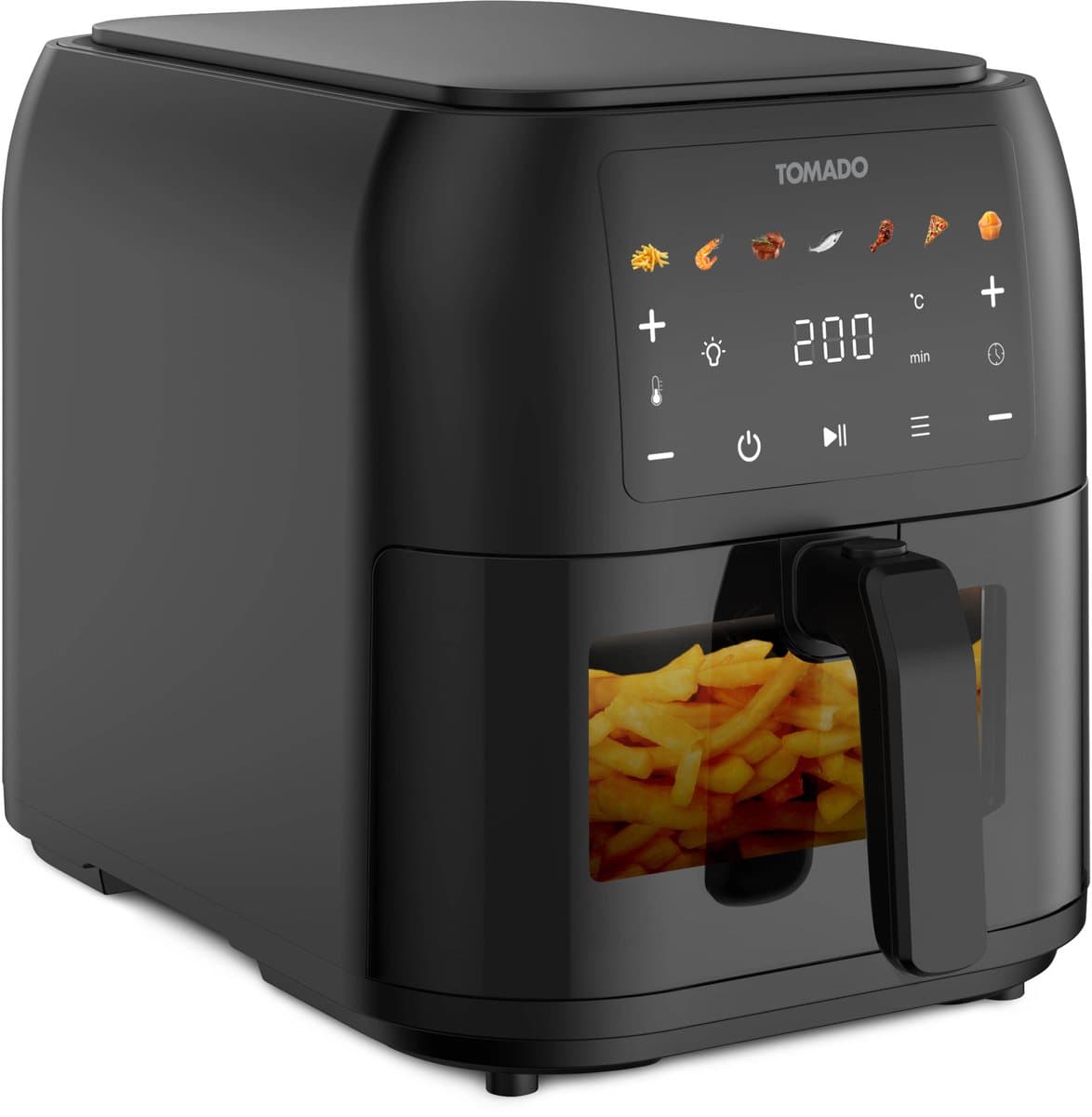 Tomado TAF8002B - Grote airfryer - XXL airfryer - 8 liter - Heteluchtfriteuse - Kijkvenster - Tiptoetsbediening - 7 automatische programma's - Zwart — afbeelding 1