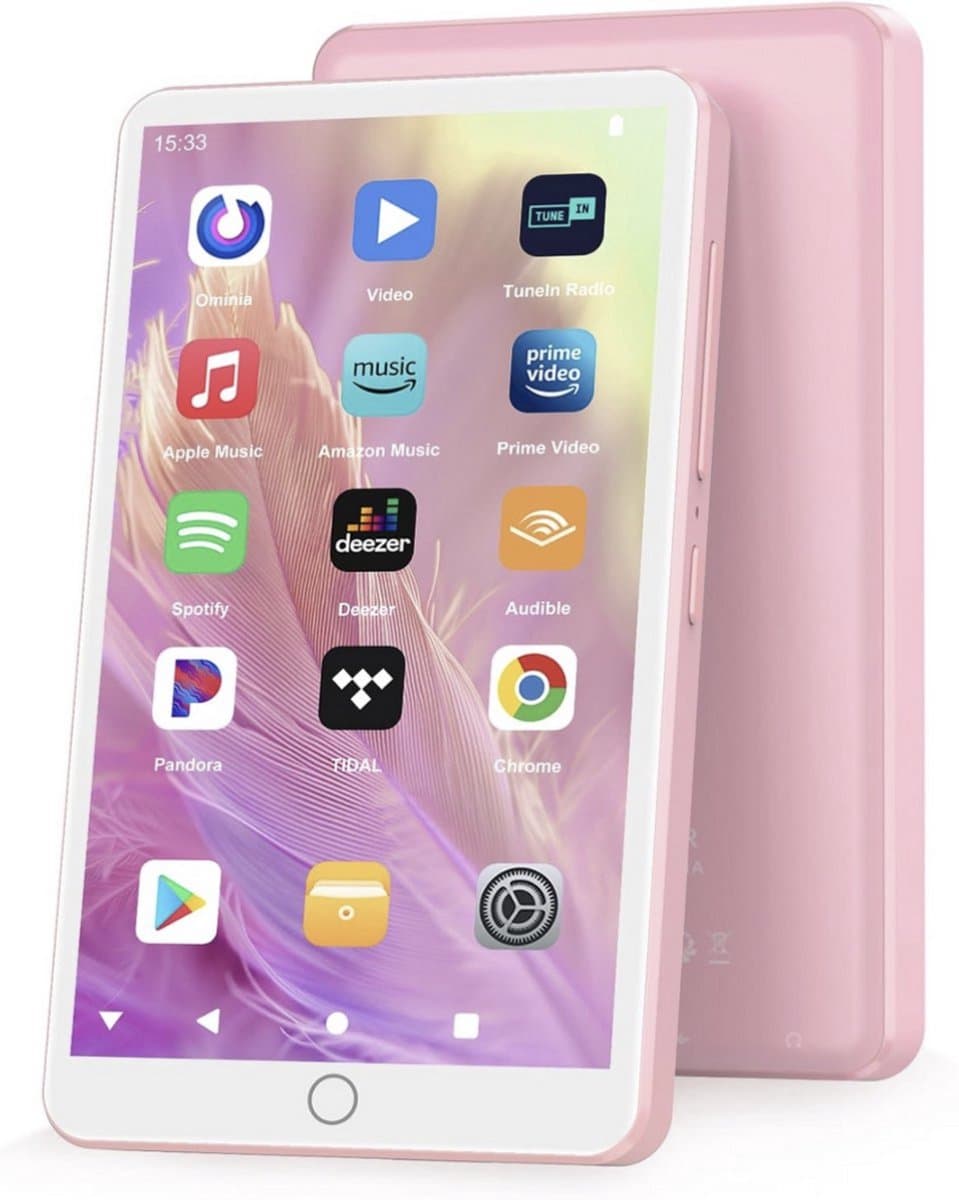 144 GB MP3-speler met wifi bluetooth, 4,02 inch IPS touch-scherm, muziekspeler voor kinderen, Android MP4-speler met Spotify, Audible, Amazon Music, Deezer, Play Store (roze) — afbeelding 1