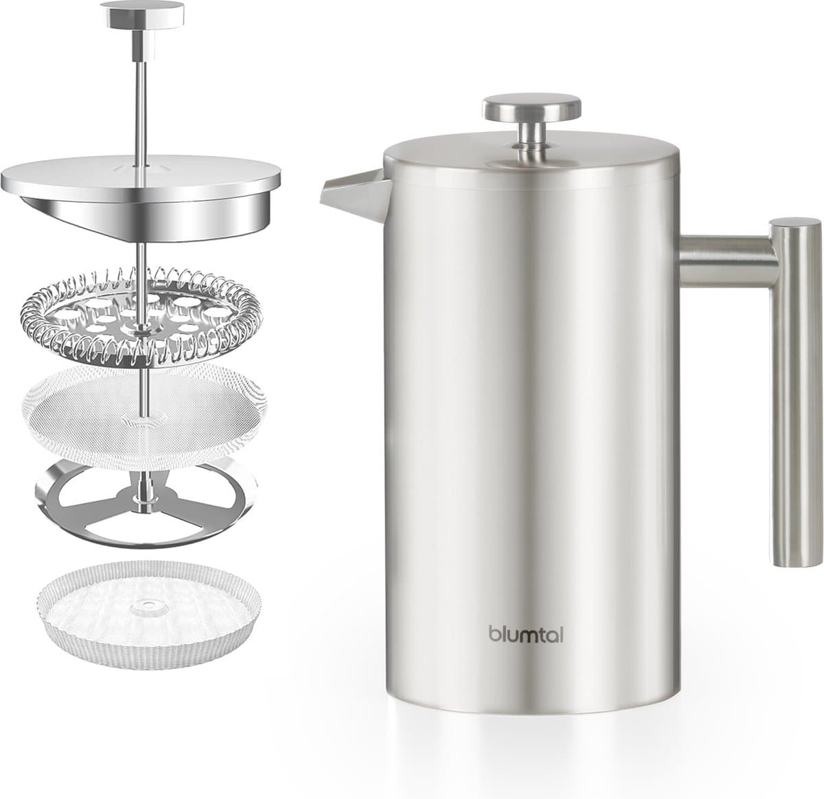 Blumtal French Press Koffiemaker – French Press RVS – French Press Dubbelwandig – Cafetiere – Verse Koffiemaker - 600 ml — afbeelding 1
