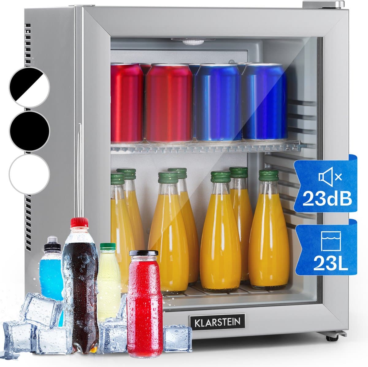 Klarstein Mini-Koelkast Brooklyn 23 Glazen Deur LED 23L - Minikoelkast Drankkoeler Hotelkoelkast - voor Hotelkamer voor Slaapkamer voor Studentenkamer - Compact - Mini Fridge - Kleine Koelkast - Compact Koelkast — afbeelding 1
