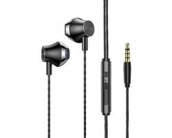 Earpods - Bedrade oortjes - In Ear Oordopjes - Oortjes met Draad en Microfoon - Extra Bass - 3,5mm Jack Aansluiting - 120cm kabel - Zwart