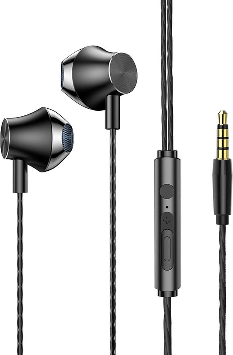 Earpods - Bedrade oortjes - In Ear Oordopjes - Oortjes met Draad en Microfoon - Extra Bass - 3,5mm Jack Aansluiting - 120cm kabel - Zwart — afbeelding 1