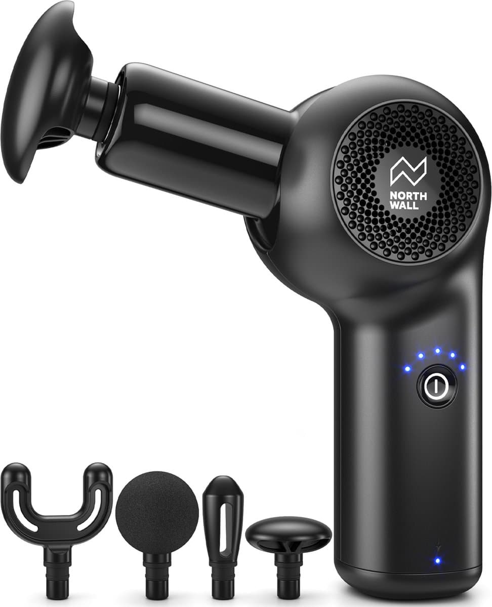 Northwall Massage Gun Mini - Massage Pistool Inclusief Koffer en 4 Opzetstukken - Krachtig en Draadloos Sport en Relax Massage Apparaat — afbeelding 1