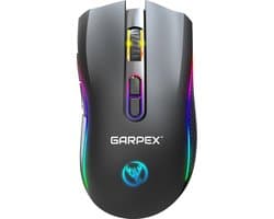 Garpex® Stille Draadloze Muis - Gaming muis - Computermuis - Muis Draadloos - Met LED Verlichting - Oplaadbaar – Zwart