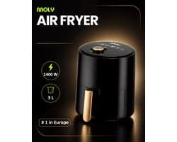 Moly Airfryer 3 Liter - 1400W - Heteluchtfriteuse - Compacte Air Fryer - Voor Frituren, Bakken en Bereiden