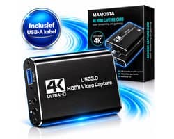 Mamosta® Capture Card 4K HDMI - USB-A 3.0 - Video Game Streamen & Opnemen - Geschikt Voor PC, Mac, PS4, PS5, Nintendo Switch, Xbox & Playstation