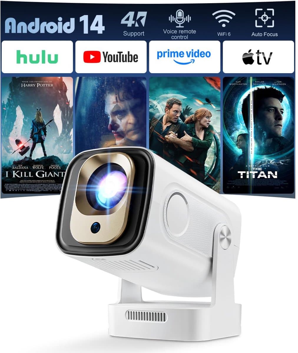 Mini Beamer 4K Ondersteuning – WiFi 6 – Bluetooth 5.4 – Autofocus – Full HD 1080p – Draaibaar 270° — afbeelding 1