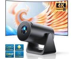 Mini Beamer - Projector - Digitale Projector - Draagbaar - Wi-Fi 6 en Bluetooth 5.2 - Android 11 Systeem - Ingebouwde Luidspreker - Compatibel met HDMI - Voeding - USB- EU Stekker Type - 300 ANSI - 29W - Zwart