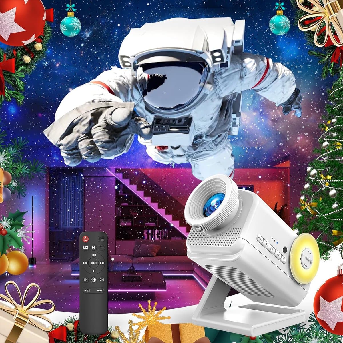 Anysun 3D-sterrenstelsel projector, 60 dynamische thema's, sterrenstelsel en mist, bluetooth-luidspreker, afstandsbediening, Aurora-nachtlampje, voor slaapkamer, kinderen, volwassenen, feestjes — afbeelding 1