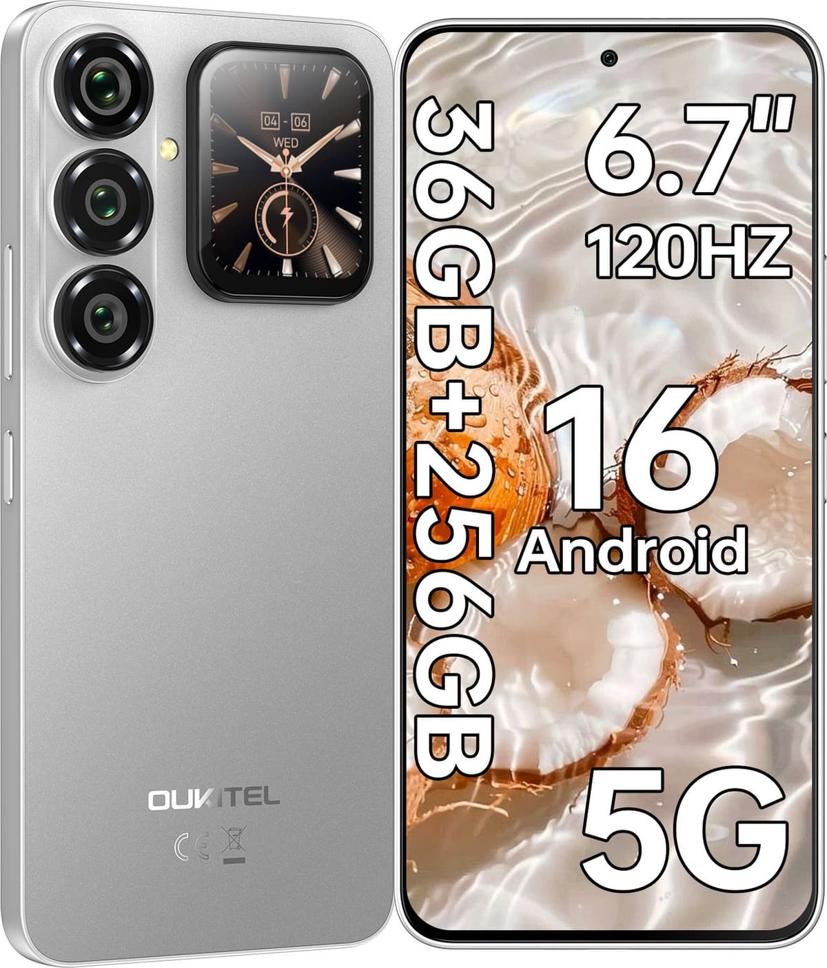 OUKITEL P2 PLUS 5G Smartphone 36GB RAM-256GB ROM-6.7 inch 120HZ FHD+-50MP Camera-Android16 — afbeelding 1