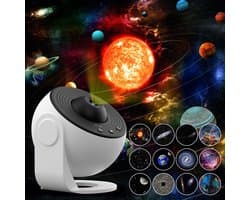 Planetarium-projector voor de slaapkamer, 13-in-1 sterren- en sterrenstelselprojector, nevel-nachtlamp met timer, LED-ruimtelamp voor kamerdecoratie (geschikt voor volwassenen en kinderen), wit
