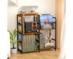 OUYLAF XXL LP Opbergsysteem - Tot 300 Platen - platenspeler kast - LP houder - 70x30x77.6cm - Platenspeler Meubel - Vintage Bruin LP kast - Vinyl houder