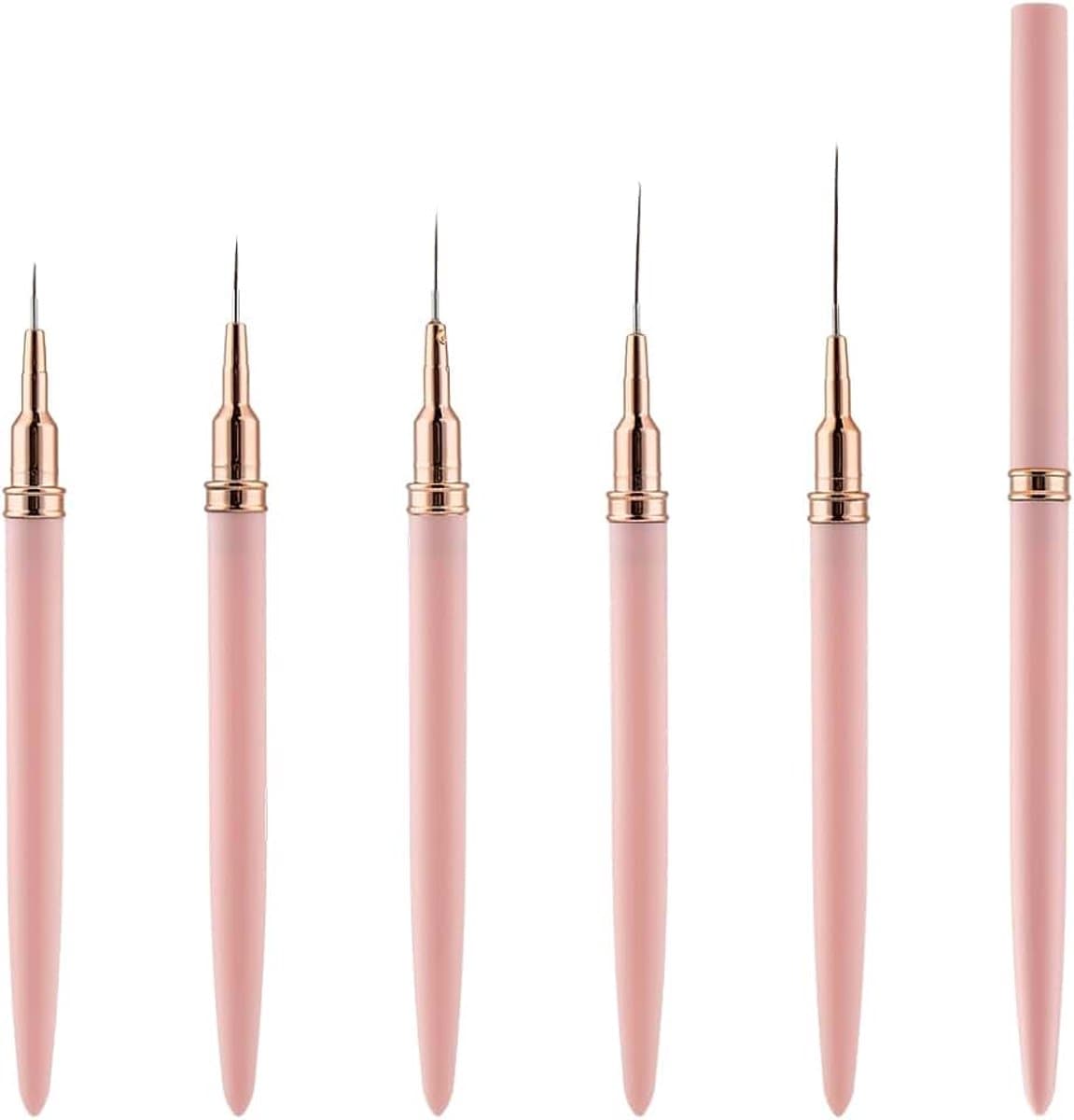 Pennen voor nail art 5 stuks roze penselen voor nail art uv-gel schilderij artistiek ontwerp plastic pen tekengereedschap voor lange en dunne lijnen tekenmaten — afbeelding 1