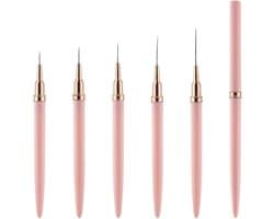 Pennen voor nail art 5 stuks roze penselen voor nail art uv-gel schilderij artistiek ontwerp plastic pen tekengereedschap voor lange en dunne lijnen tekenmaten