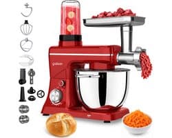 Gatson Multifunctionele Keukenmachine - Blender, Vleesmolen, Koekjesmaker & Groentesnijder - Keukenmixer - Keukenrobot - Foodprocessor - Mixer Met Mengkom