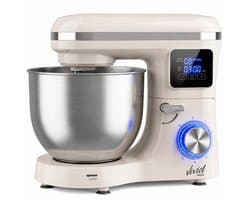 Vivid Green 2000W Keukenmixer - Timer & Automatische Stop - Geschikt voor Zwaar Deeg - 6,2L Mengkom - Keukenmachine - Keukenrobot - Crème
