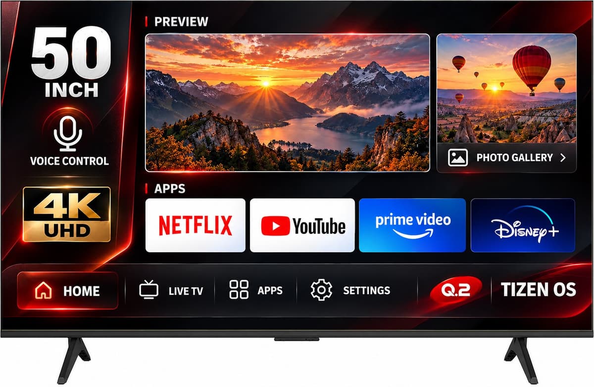 Q.2 50TZG3HN4KV1 - 50 inch Smart TV - 4K Ultra HD - Tizen OS 8.0 - HDR10 - Wi-Fi & Bluetooth (2026 Model) — afbeelding 1