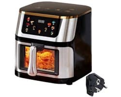Heteluchtfriteuse – Airfryer - Airfryer Oven - 8L - 1400W - Airfryer Zonder Olie - LED Touchscreen - Kijkvenster - RVS - Hoge Temperatuur - Zwart