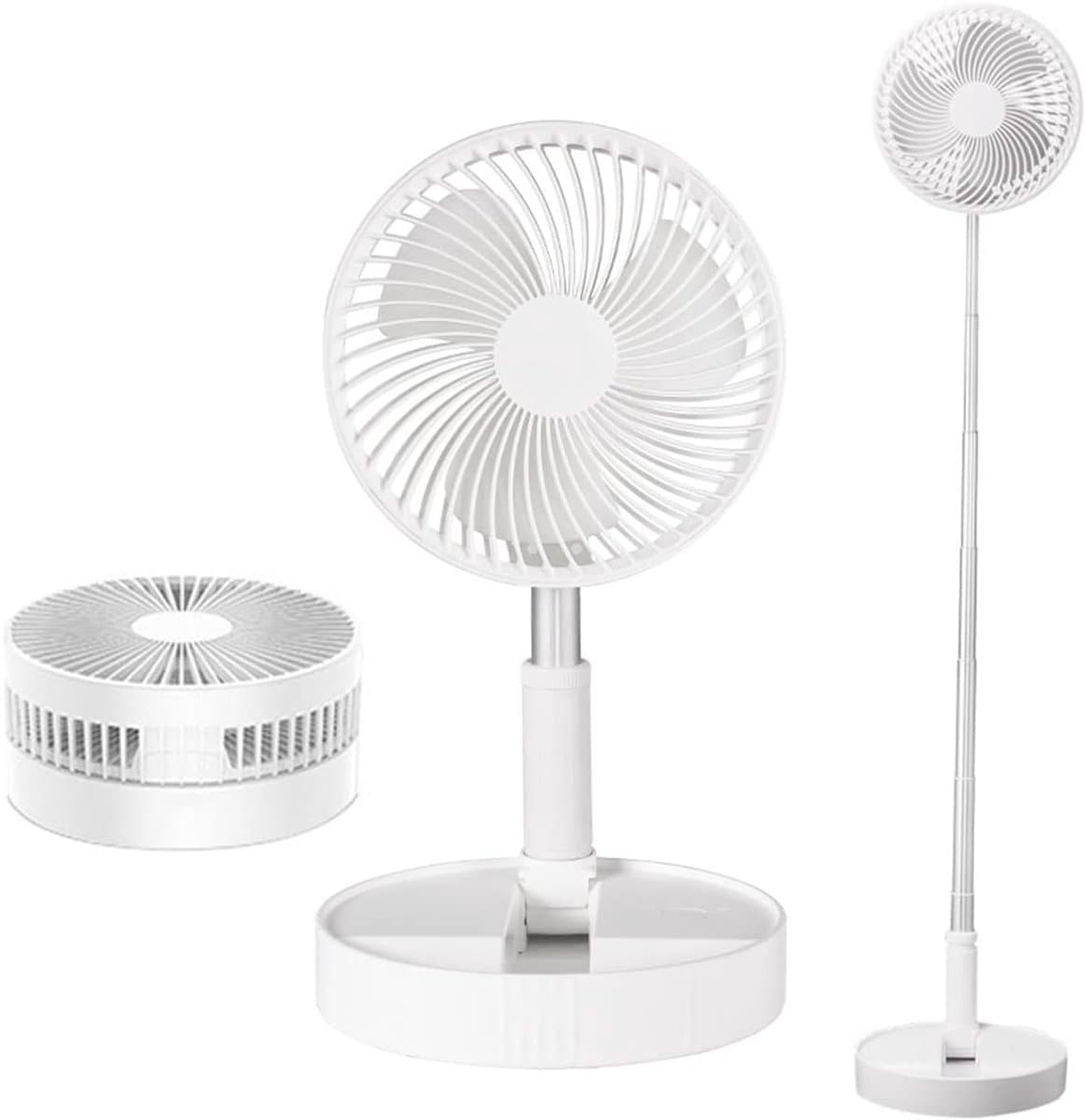 Telescopische ventilator – Oplaadbaar via USB – Opvouwbaar – Mini-ventilator – 7200 mAh – In hoogte verstelbaar (36–97,5 cm) – Telescopische vloerventilator – Staande ventilator — afbeelding 1
