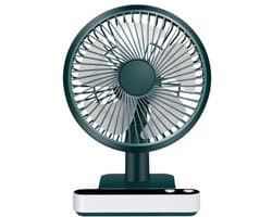 Stille oscillerende ventilator - Draagbare USB-bureauventilator met een 4000mAh-batterij, 4 windsnelheden, 180° oscillatie, groene kleur.