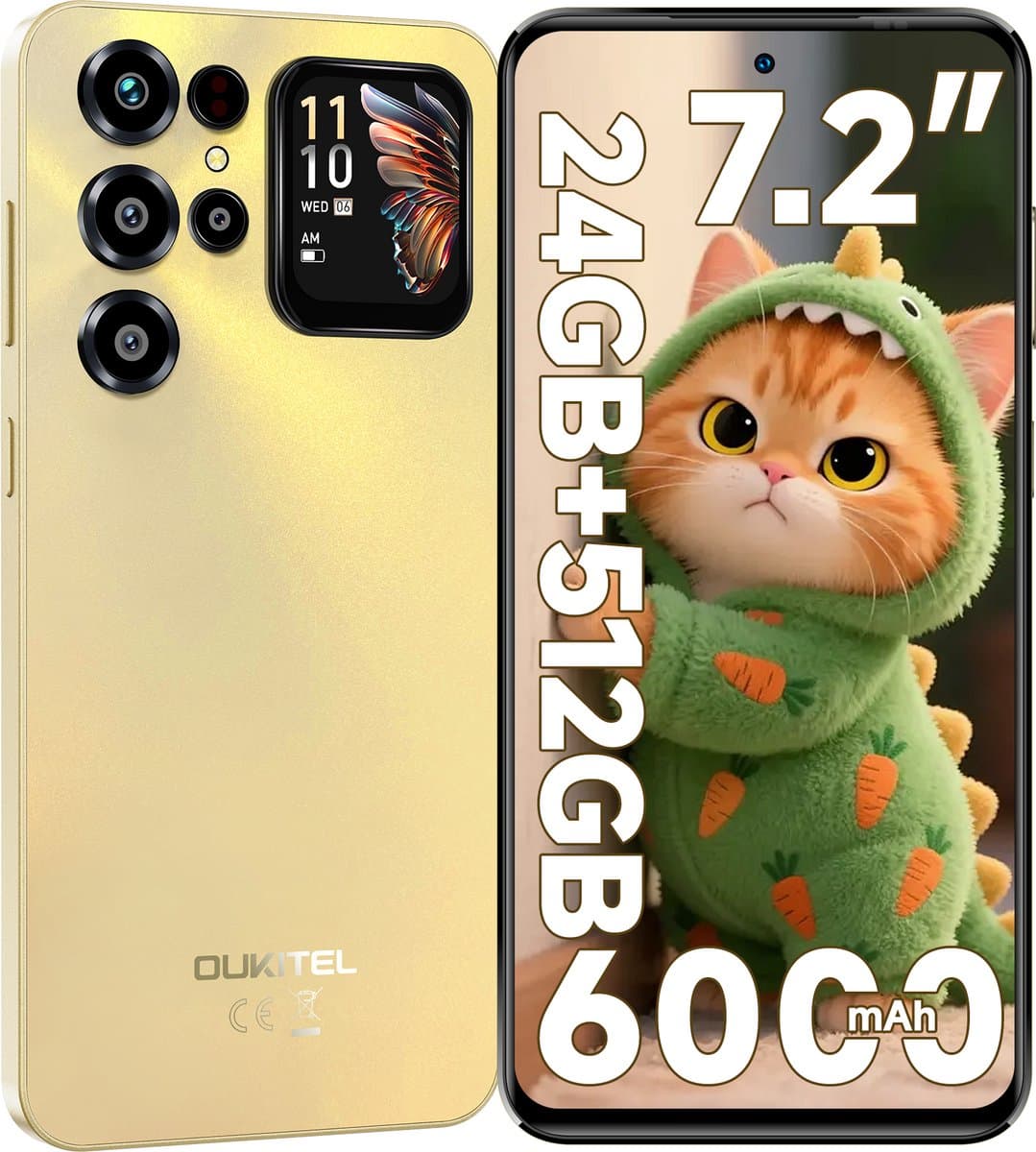 OUKITEL C68 Plus Mobiele Telefoon met 512 GB Opslag, 6000 mAh Accu, Android 15, Dubbel Beeldscherm — afbeelding 1